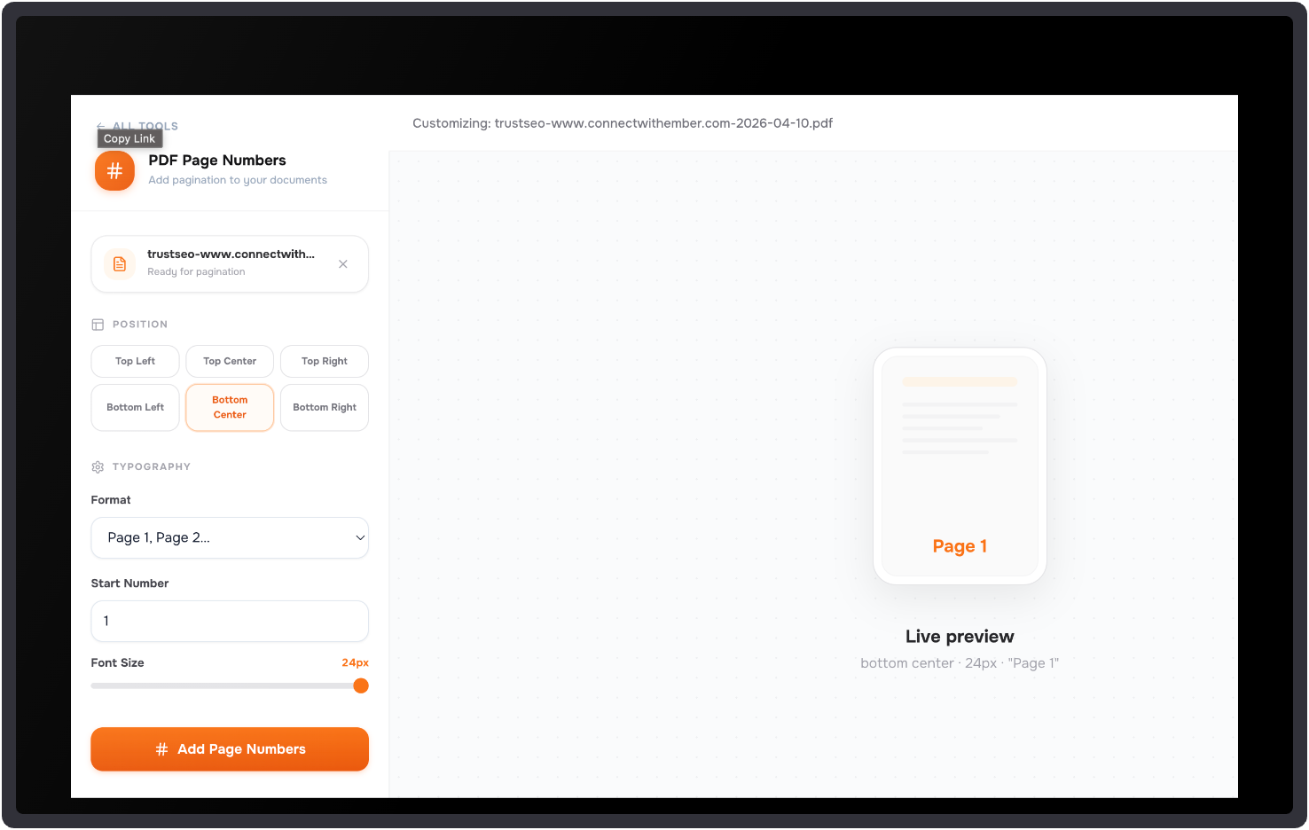 Add Page Numbers to PDF